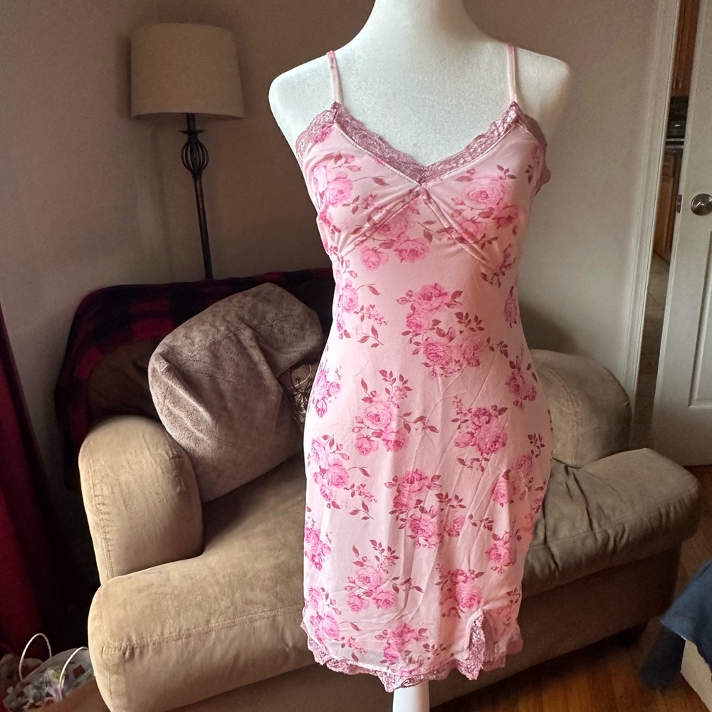 Pink floral slip dresss
